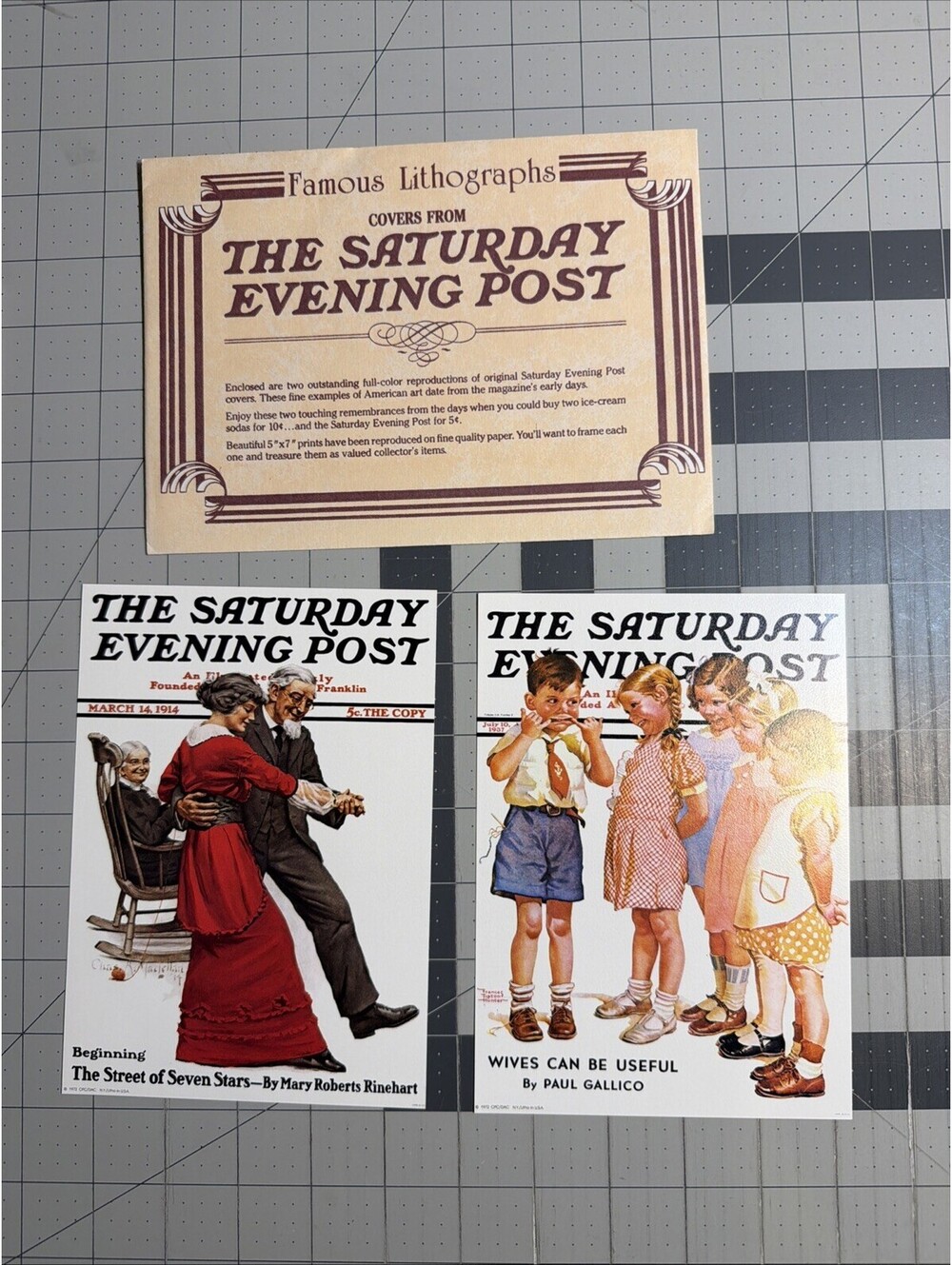 The Saturday Evening Post Two Lithographs 5 x 7 Scenes